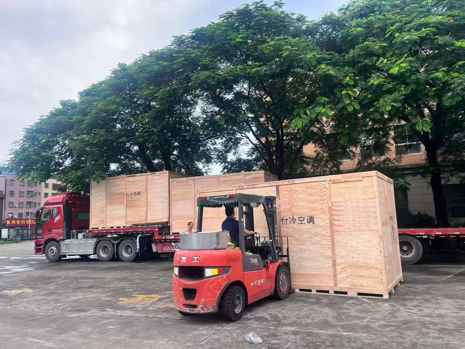 Taile export crates loaded by forklift for dispatch